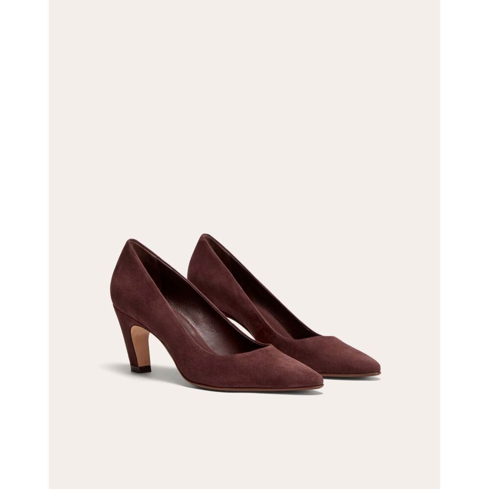 Everlane The Banana Pump Dark Mahogany Suede Pointed Toe Heels Sz 9.5 NWB